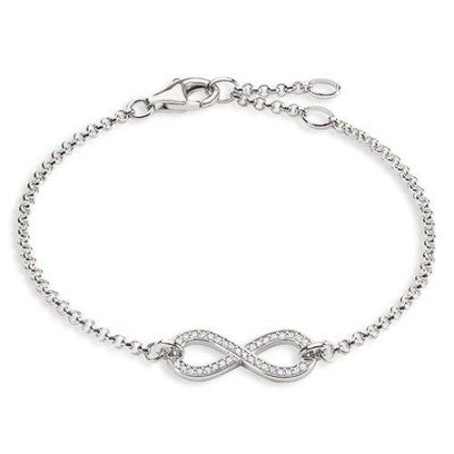 Thomas Sabo Mujer Plata de Ley 925 Plata Corte Brillante Redondo Blanco circonita