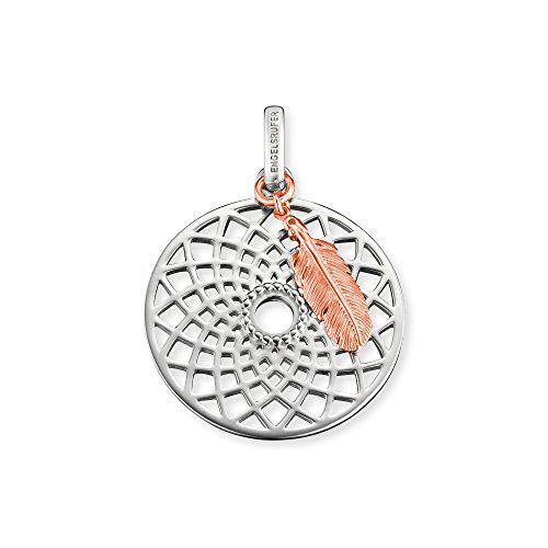 Engelsrufer Dreamcatcher colgante para mujer chapada en plata 925 con oro rosa pluma 33 mm