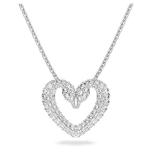 Swarovski Colgante Una, Corazón, pequeño, blanco, baño de rodio