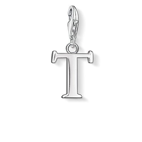 Thomas Sabo - Charm con Cierre para Mujer de Plata de Ley 925/1000, Letra T