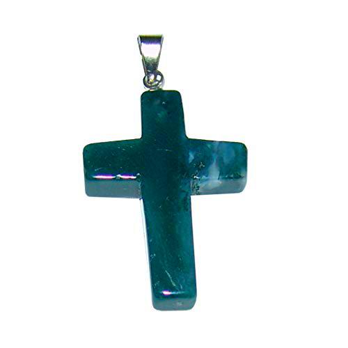 Joyas Janni Colgante Moosachat Cross Pendant con Ojo de Metal Plateado Aprox