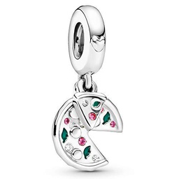 PANDORA Adorno Pizza Silver Dangle with Clear Cubic Zirconia