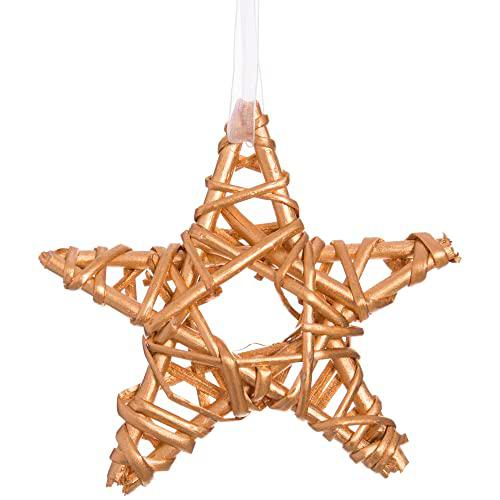 Estrella Mimbre Oro Colgante 15 cm