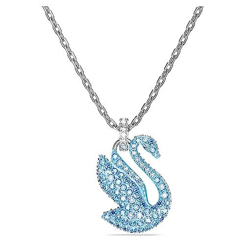 Swarovski Colgante de cisne icónico, azul, chapado en rodio