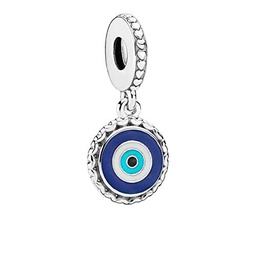 PANDORA Colgante de plata de ojo malvado con esmalte blanco