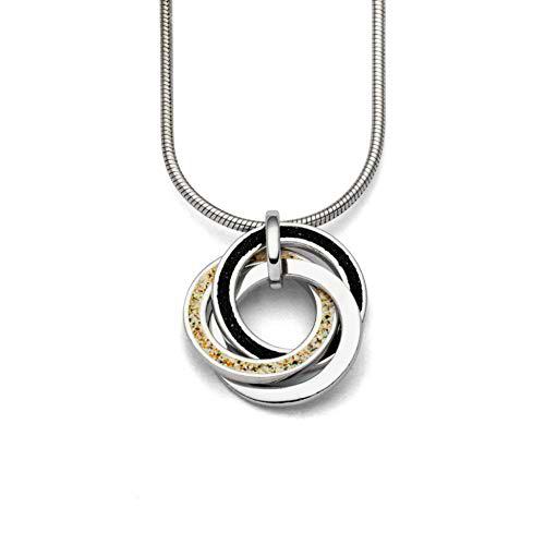 DUR Juego de joyas para mujer | Marina | plata de ley 925 | arena de playa | arena de lava | colgante Marina con cadena plana 45 cm y aro marino | P3135 | O4958 | O4957 | K2351