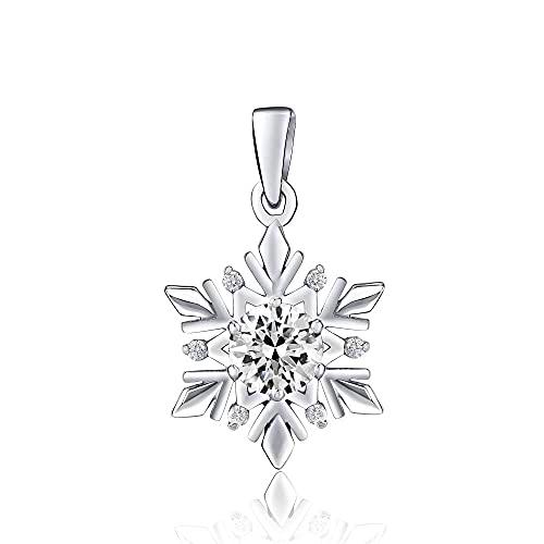 SILVEGO Colgante para Mujer de Plata 925 Copo de Nieve con Swarovski Crystals