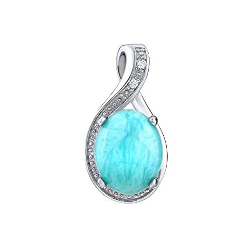 SILVEGO - JST14810LR - Colgante para Mujer de Plata 925 con Piedra Preciosa Azul Larimar