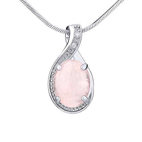 SILVEGO - JST14810RU - Colgante para Mujer de Plata 925 con Cuarzo Rosa