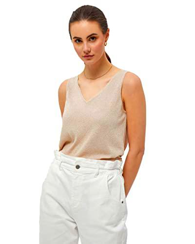 Minus Carli Knit Top para Mujer, Dorado (348L Medal Gold Melange/Lurex), XXL