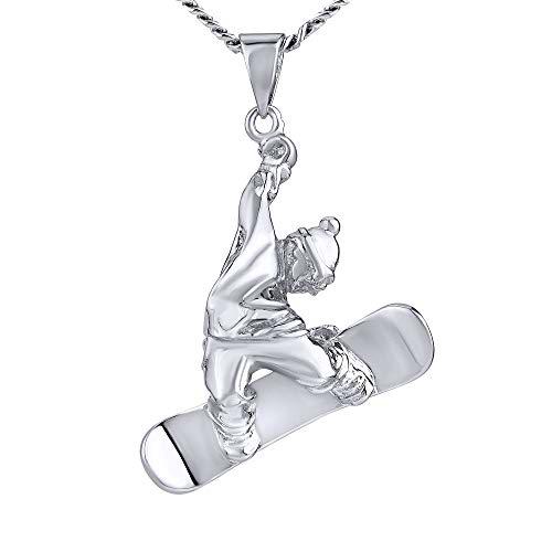 SILVEGO - JJJ1987 - Colgante para Hombre de Plata 925 Snowboarder