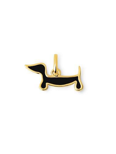 SINGULARU - Charm Perro Teckel Enamel Black - Colgante en Latón con Acabado Baño de Oro de 18Kt y Esmaltado