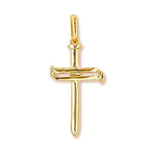 Charm cruz mediana bañado en oro de 18k