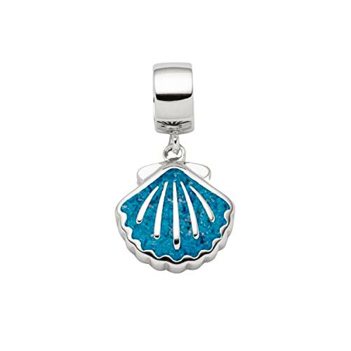 DUR Charm MUSCHEL Arena Piedra Azul, Plata 925/- rodiada (F318)