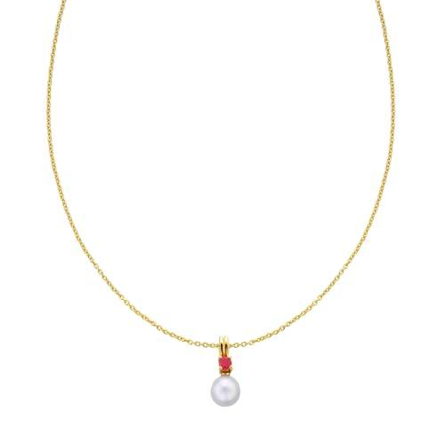 Duran Exquse-Colgante Pearl con rubi, dorado, 40+5 cm