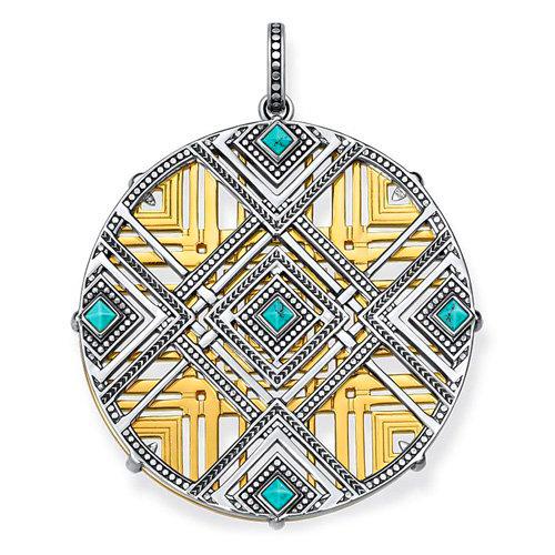 Thomas Sabo &quot;África de Adornos de Navidad de Oro Chapado en Oro Amarillo/ennegrecido/simulado Turquesa Colgante