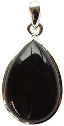 Colgante de obsidiana negra de plata 925 en forma de gota